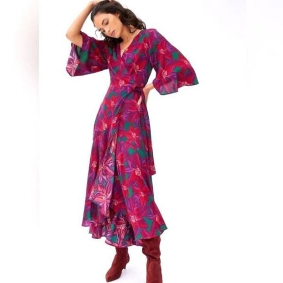 Farm Rio Vieques Wrap Maxi Dress Size Medium - Picture 1 of 5